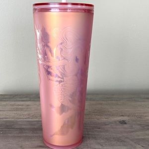 Starbucks Pink Rose Copper Siren Mermaid Soft Touch Tumbler Cup 24oz NWT 2022